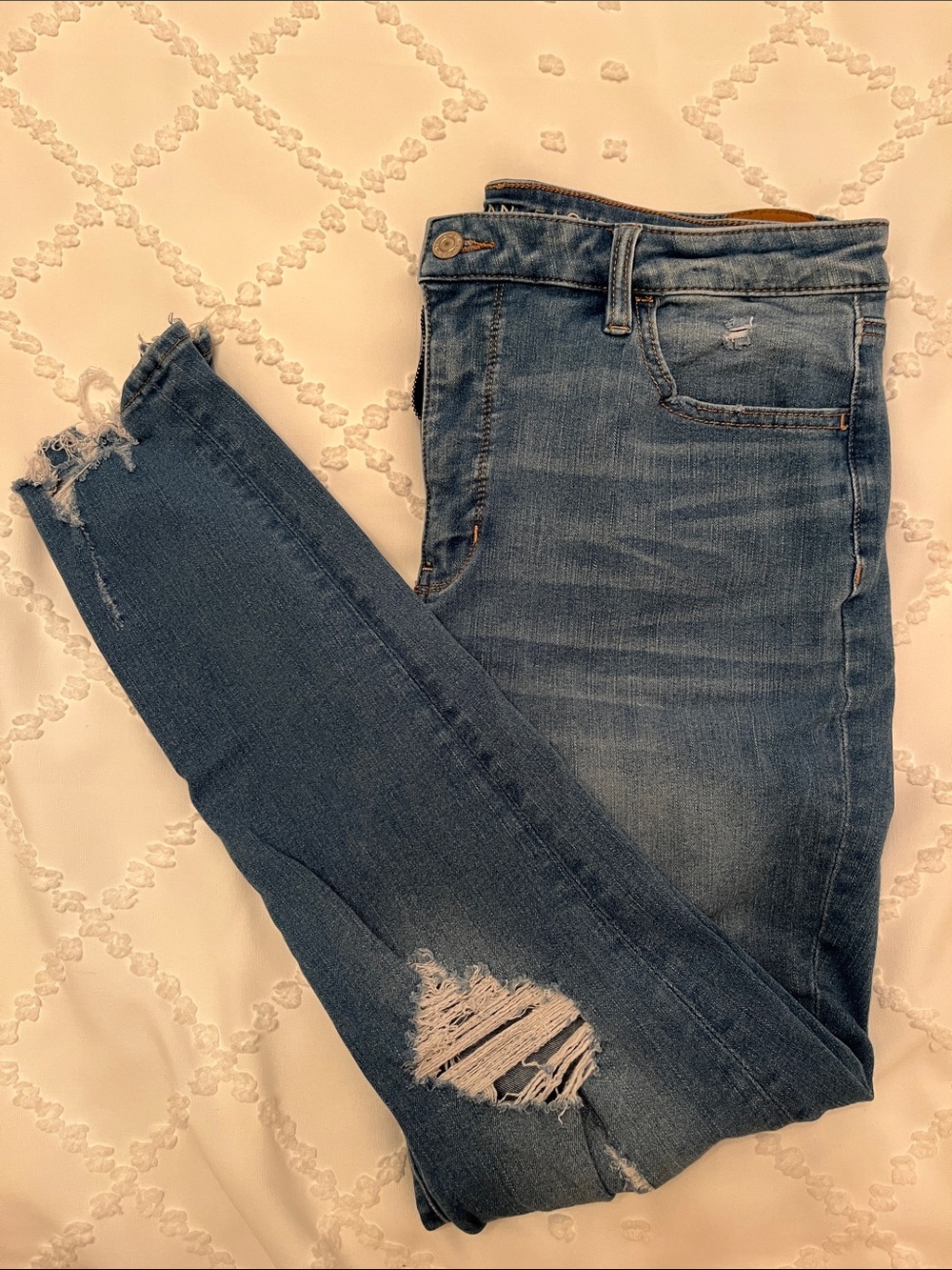 American Eagle Outfitters Blue Distressed Skinny Jeans